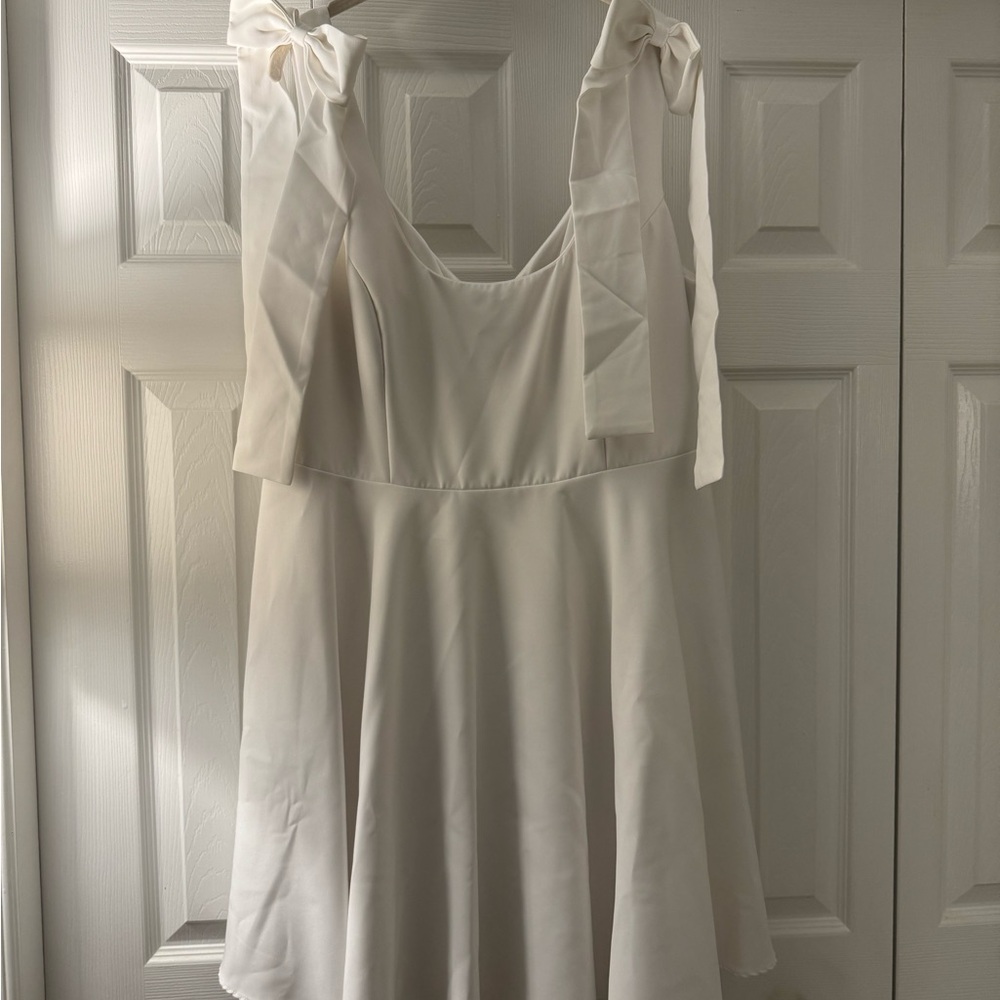 Revelry White Midi Dress with Bow Straps